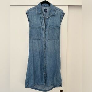 Gap sleeveless denim dress with cutout back